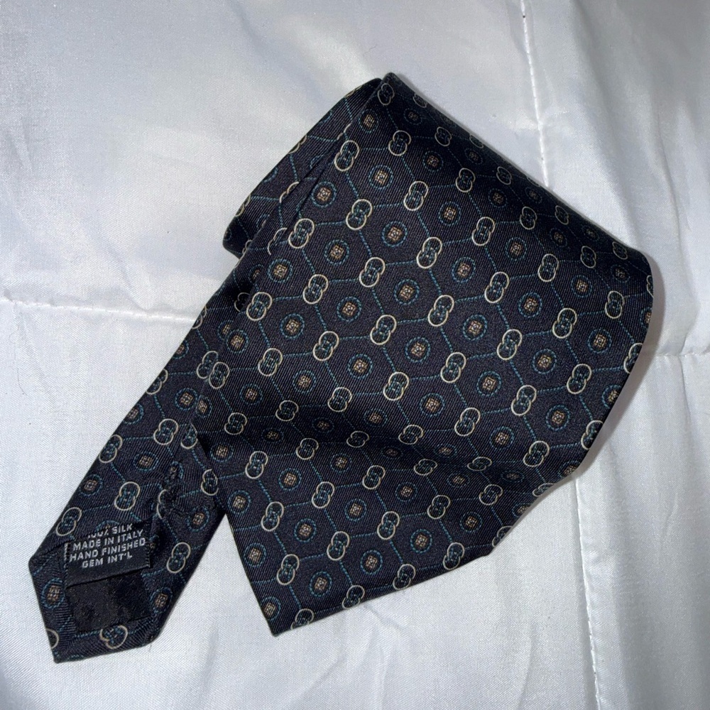 Gucci Paolo Gucci Vintage 1980s Signature Logo 100% Silk 56in Neck Tie - Picture 4 of 5